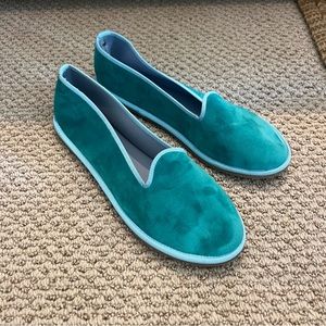 Italian suede blue loafer flats